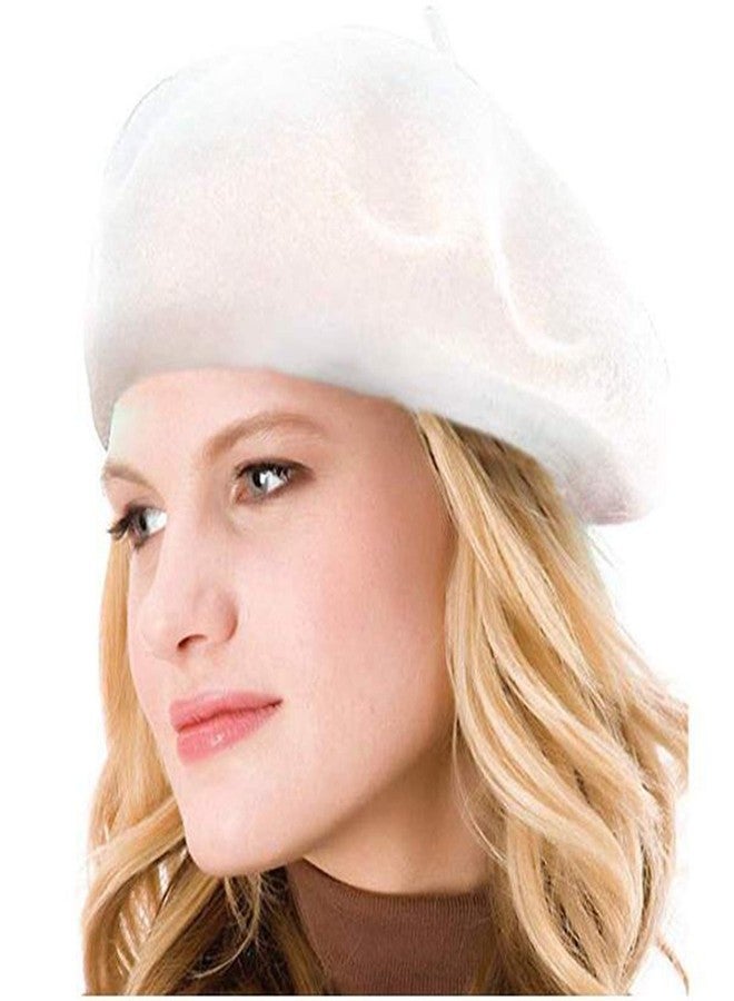 KIMMING Beret Hats for Women- Classic Wool French Beret | Elegant Vintage Cloche Hat for Artists, Parisian Chic Outfits Off-White